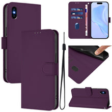 Load image into Gallery viewer, Skin Feel Solid Color Leather Phone Case with Lanyard, For iPhone XR, For iPhone XS Max