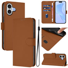 Load image into Gallery viewer, Skin Feel Solid Color Leather Phone Case with Lanyard, For iPhone 17 Pro, For iPhone 17