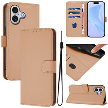 Load image into Gallery viewer, Skin Feel Solid Color Leather Phone Case with Lanyard, For iPhone 17 Pro, For iPhone 17