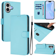 Load image into Gallery viewer, Skin Feel Solid Color Leather Phone Case with Lanyard, For iPhone 17 Pro, For iPhone 17