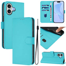 Load image into Gallery viewer, Skin Feel Solid Color Leather Phone Case with Lanyard, For iPhone 17 Pro, For iPhone 17