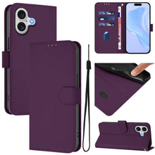 Load image into Gallery viewer, Skin Feel Solid Color Leather Phone Case with Lanyard, For iPhone 17 Pro, For iPhone 17
