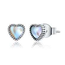 Load image into Gallery viewer, S925 Sterling Silver Simple Heart of Glass Earrings