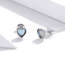 Load image into Gallery viewer, S925 Sterling Silver Simple Heart of Glass Earrings