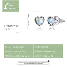 Load image into Gallery viewer, S925 Sterling Silver Simple Heart of Glass Earrings