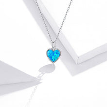 Load image into Gallery viewer, S925 Sterling Silver Deep Blue Heart Women Nacklace Jewelry