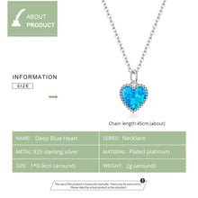 Load image into Gallery viewer, S925 Sterling Silver Deep Blue Heart Women Nacklace Jewelry