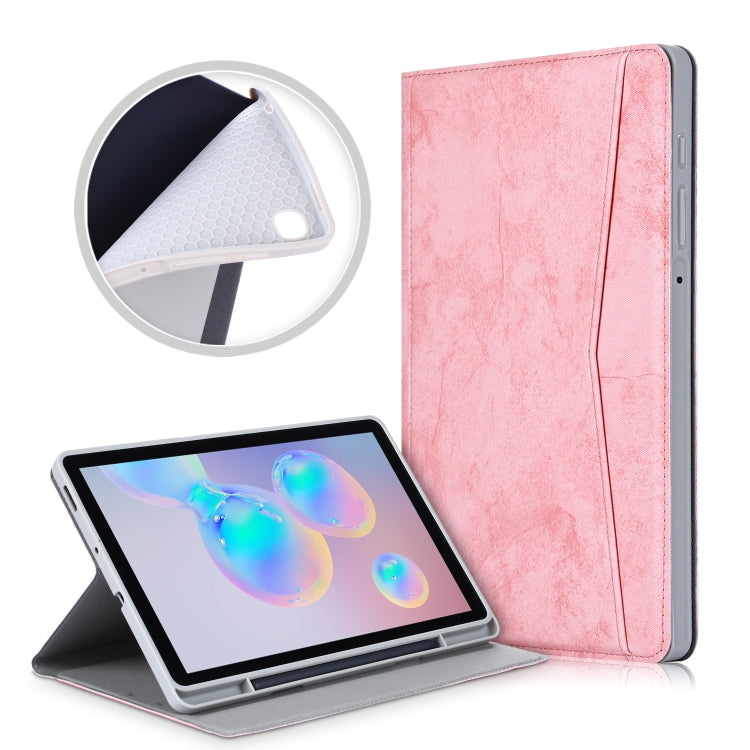 For Samsung Galaxy Tab S6 Lite P610/P615 Marble Cloth Texture TPU Horizontal Flip Leather Case with Holder & Card Slot & Pen Slot