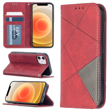 Load image into Gallery viewer, Rhombus Texture Horizontal Flip Magnetic Leather Case with Holder &amp; Card Slots, For Xiaomi Redmi 9A, For Xiaomi Redmi 9C, For iPhone 12 mini, For iPhone 12 / 12 Pro, For iPhone 12 Pro Max