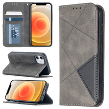 Load image into Gallery viewer, Rhombus Texture Horizontal Flip Magnetic Leather Case with Holder &amp; Card Slots, For Xiaomi Redmi 9A, For Xiaomi Redmi 9C, For iPhone 12 mini, For iPhone 12 / 12 Pro, For iPhone 12 Pro Max