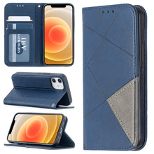 Load image into Gallery viewer, Rhombus Texture Horizontal Flip Magnetic Leather Case with Holder &amp; Card Slots, For Xiaomi Redmi 9A, For Xiaomi Redmi 9C, For iPhone 12 mini, For iPhone 12 / 12 Pro, For iPhone 12 Pro Max