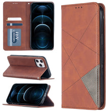 Load image into Gallery viewer, Rhombus Texture Horizontal Flip Magnetic Leather Case with Holder &amp; Card Slots, For Xiaomi Redmi 9A, For Xiaomi Redmi 9C, For iPhone 12 mini, For iPhone 12 / 12 Pro, For iPhone 12 Pro Max