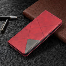 Load image into Gallery viewer, Rhombus Texture Horizontal Flip Magnetic Leather Case with Holder &amp; Card Slots, For Xiaomi Redmi 9A, For Xiaomi Redmi 9C, For iPhone 12 mini, For iPhone 12 / 12 Pro, For iPhone 12 Pro Max