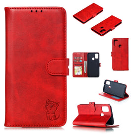 Embossed Happy Cat Pattern Horizontal Flip Leather Case with Holder & Card Slots & Wallet & Photo Frame