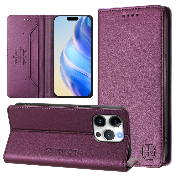 RC01 Dual-Folded Magnetic Suction RFID Leather Phone Case, For iPhone 17e / 16e, For iPhone 17 Pro Max, For iPhone 17 Pro, For iPhone 17, For iPhone Air, For iPhone 16 Pro Max