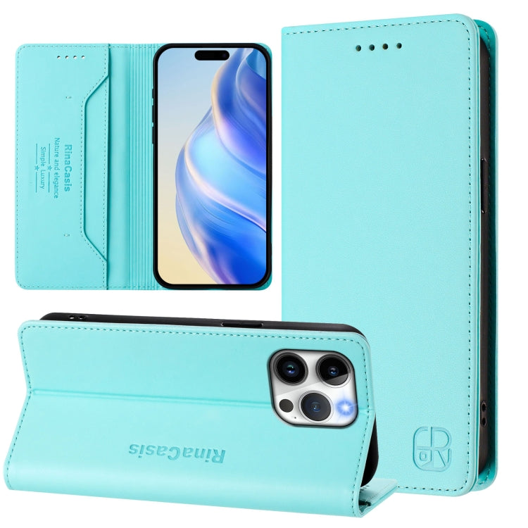 RC01 Dual-Folded Magnetic Suction RFID Leather Phone Case, For iPhone 16 Pro, For iPhone 16 Plus, For iPhone 16, For iPhone 15 Pro Max, For iPhone 15 Pro, For iPhone 15 Plus