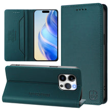 Load image into Gallery viewer, RC01 Dual-Folded Magnetic Suction RFID Leather Phone Case, For iPhone 15, For iPhone 14 Plus, For iPhone 14 / 13, For iPhone 14 Pro, For iPhone 14 Pro Max, For iPhone 7 / 8 / SE 2022