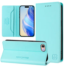 Load image into Gallery viewer, RC01 Dual-Folded Magnetic Suction RFID Leather Phone Case, For iPhone 15, For iPhone 14 Plus, For iPhone 14 / 13, For iPhone 14 Pro, For iPhone 14 Pro Max, For iPhone 7 / 8 / SE 2022
