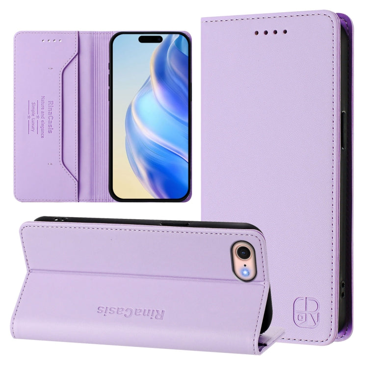 RC01 Dual-Folded Magnetic Suction RFID Leather Phone Case, For iPhone 15, For iPhone 14 Plus, For iPhone 14 / 13, For iPhone 14 Pro, For iPhone 14 Pro Max, For iPhone 7 / 8 / SE 2022