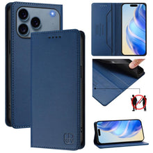 Load image into Gallery viewer, RC01 Dual-Folded Magnetic Suction RFID Leather Phone Case, For iPhone 18 Pro / 17 Pro, For iPhone 18 Pro Max / 17 Pro Max, For iPhone 17e / 16e, For iPhone 17, For iPhone Air, For iPhone 16 Pro Max