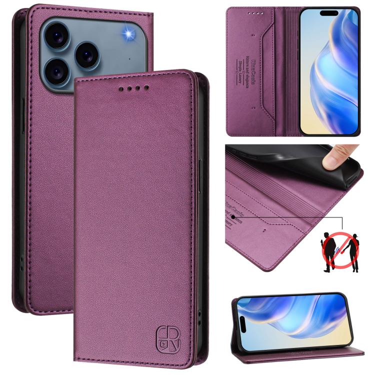 RC01 Dual-Folded Magnetic Suction RFID Leather Phone Case, For iPhone 18 Pro / 17 Pro, For iPhone 18 Pro Max / 17 Pro Max, For iPhone 17e / 16e, For iPhone 17, For iPhone Air, For iPhone 16 Pro Max