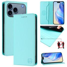 RC01 Dual-Folded Magnetic Suction RFID Leather Phone Case, For iPhone 18 Pro / 17 Pro, For iPhone 18 Pro Max / 17 Pro Max, For iPhone 17e / 16e, For iPhone 17, For iPhone Air, For iPhone 16 Pro Max