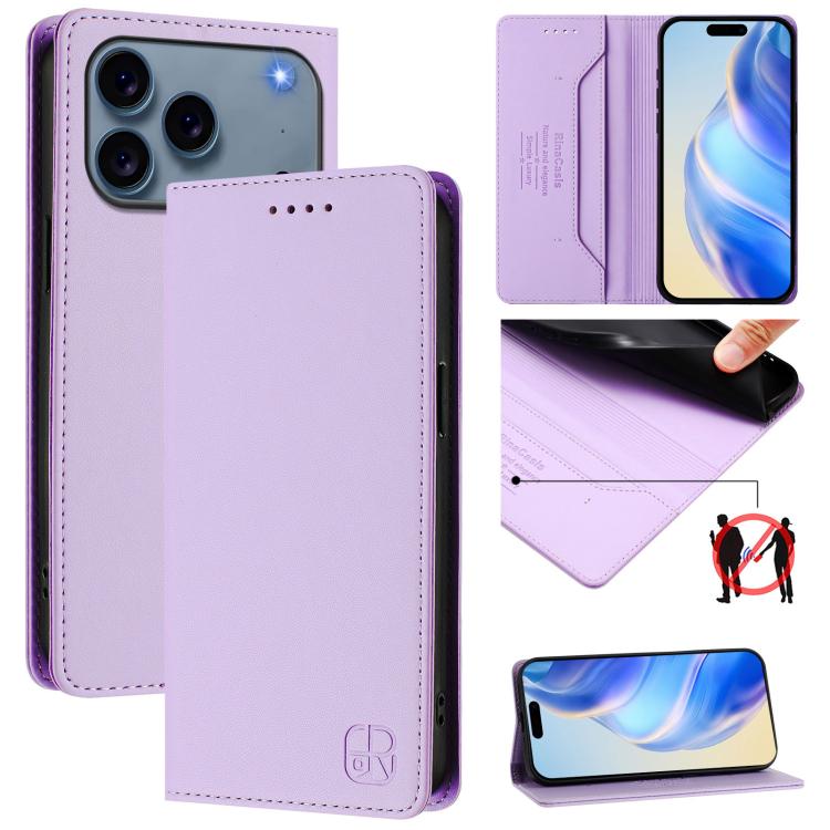 RC01 Dual-Folded Magnetic Suction RFID Leather Phone Case, For iPhone 18 Pro / 17 Pro, For iPhone 18 Pro Max / 17 Pro Max, For iPhone 17e / 16e, For iPhone 17, For iPhone Air, For iPhone 16 Pro Max