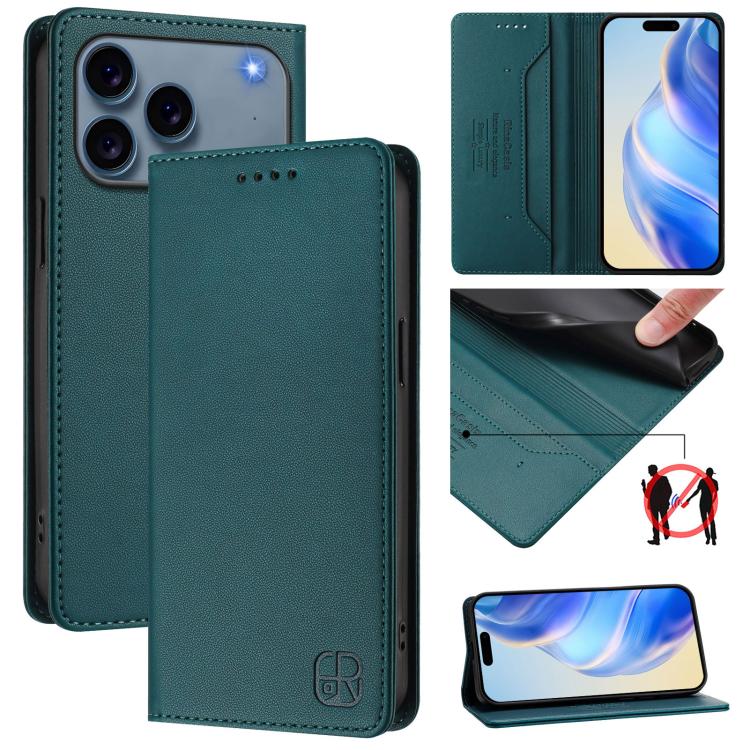 RC01 Dual-Folded Magnetic Suction RFID Leather Phone Case, For iPhone 18 Pro / 17 Pro, For iPhone 18 Pro Max / 17 Pro Max, For iPhone 17e / 16e, For iPhone 17, For iPhone Air, For iPhone 16 Pro Max