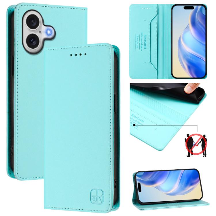 RC01 Dual-Folded Magnetic Suction RFID Leather Phone Case, For iPhone 17e / 16e, For iPhone 17 Pro Max, For iPhone 17 Pro, For iPhone 17, For iPhone Air, For iPhone 16 Pro Max
