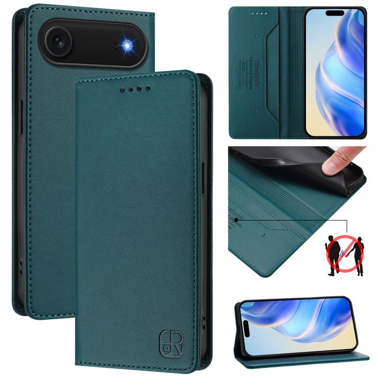 RC01 Dual-Folded Magnetic Suction RFID Leather Phone Case, For iPhone 17e / 16e, For iPhone 17 Pro Max, For iPhone 17 Pro, For iPhone 17, For iPhone Air, For iPhone 16 Pro Max