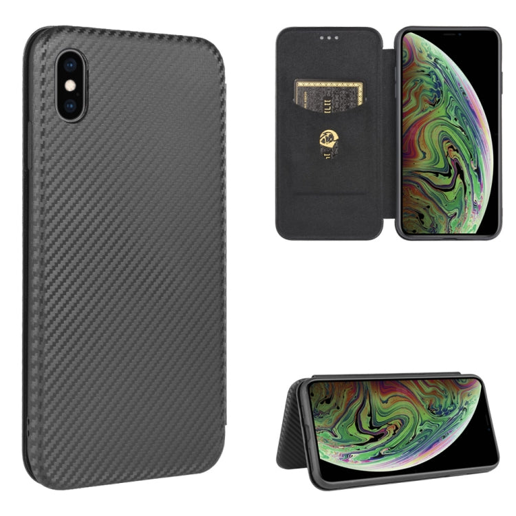 Carbon Fiber Texture Magnetic Horizontal Flip TPU + PC + PU Leather Case with Card Slot, For iPhone 7 Plus / 8 Plus, For iPhone XR, For iPhone XS Max, For iPhone X / XS