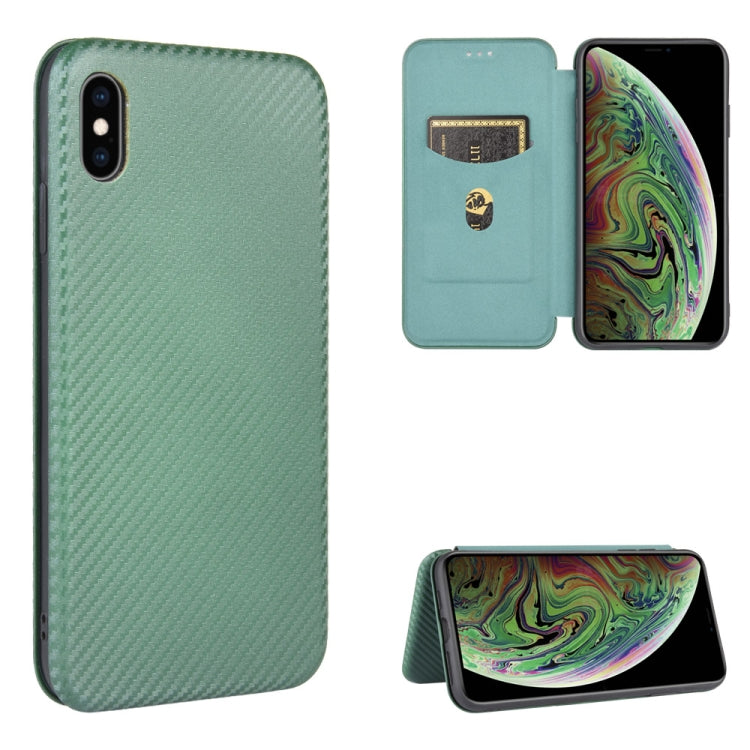 Carbon Fiber Texture Magnetic Horizontal Flip TPU + PC + PU Leather Case with Card Slot, For iPhone 7 Plus / 8 Plus, For iPhone XR, For iPhone XS Max, For iPhone X / XS