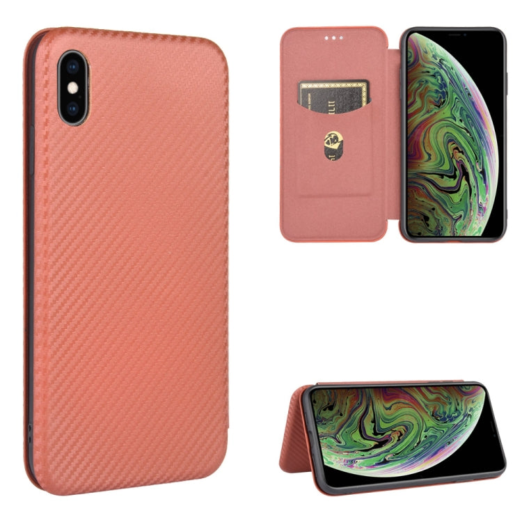 Carbon Fiber Texture Magnetic Horizontal Flip TPU + PC + PU Leather Case with Card Slot, For iPhone 7 Plus / 8 Plus, For iPhone XR, For iPhone XS Max, For iPhone X / XS