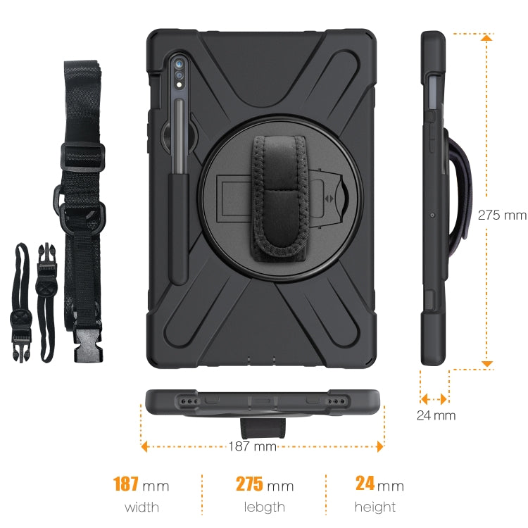 Shockproof Colorful Silicone + PC Protective Case with Holder & Shoulder Strap & Hand Strap & Pen Slot