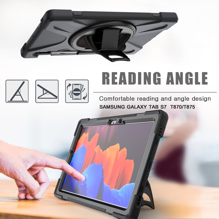 Shockproof Colorful Silicone + PC Protective Case with Holder & Shoulder Strap & Hand Strap & Pen Slot