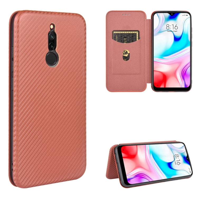 Carbon Fiber Texture Magnetic Horizontal Flip TPU + PC + PU Leather Case with Card Slot, For Xiaomi Redmi 9C, For Xiaomi Redmi 8A, For Xiaomi Redmi 8, For Xiaomi Redmi 9, For Xiaomi Redmi 9A, For Xiaomi Redmi 10X 5G, For Xiaomi Redmi K30 Pro           ...