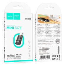 Load image into Gallery viewer, hoco UA36D USB-C / Type-C Male to 8 Pin Female OTG Transparent Adapter, USB-C / Type-C Male to 8 Pin Female
