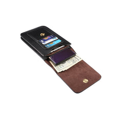 Load image into Gallery viewer, Lambskin Texture Men Phone Universal Double Lattice Waist Bag Leather Case