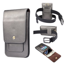 Load image into Gallery viewer, Lambskin Texture Men Phone Universal Double Lattice Waist Bag Leather Case