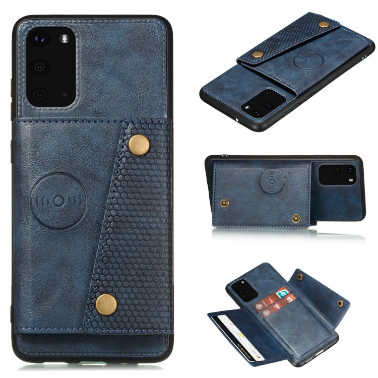 Double Buckle PU + TPU Shockproof Magnetic Protective Case with Card Slot & Holder