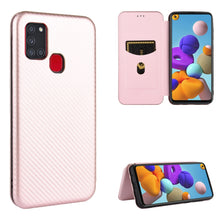 Load image into Gallery viewer, Carbon Fiber Texture Magnetic Horizontal Flip TPU + PC + PU Leather Case with Card Slot, For Samsung Galaxy Note10, For Samsung Galaxy Note10 Plus, For Samsung Galaxy Note20 Ultra, For Samsung Galaxy Note20, For Samsung Galaxy A21s