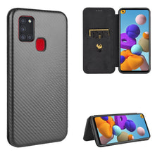 Load image into Gallery viewer, Carbon Fiber Texture Magnetic Horizontal Flip TPU + PC + PU Leather Case with Card Slot, For Samsung Galaxy Note10, For Samsung Galaxy Note10 Plus, For Samsung Galaxy Note20 Ultra, For Samsung Galaxy Note20, For Samsung Galaxy A21s