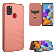 Load image into Gallery viewer, Carbon Fiber Texture Magnetic Horizontal Flip TPU + PC + PU Leather Case with Card Slot, For Samsung Galaxy Note10, For Samsung Galaxy Note10 Plus, For Samsung Galaxy Note20 Ultra, For Samsung Galaxy Note20, For Samsung Galaxy A21s