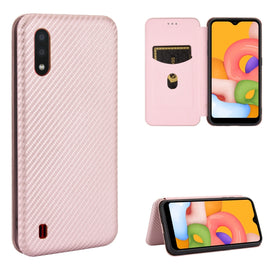 Carbon Fiber Texture Magnetic Horizontal Flip TPU + PC + PU Leather Case with Rope & Card Slot, For Samsung Galaxy A01, For Samsung Galaxy A7(2018) / A750, For Samsung Galaxy A20s, For Samsung Galaxy A21(Eurasian Version), For Samsung Galaxy A31       ...