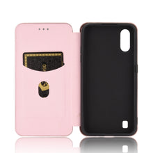 Load image into Gallery viewer, Carbon Fiber Texture Magnetic Horizontal Flip TPU + PC + PU Leather Case with Rope &amp; Card Slot, For Samsung Galaxy A01, For Samsung Galaxy A7(2018) / A750, For Samsung Galaxy A20s, For Samsung Galaxy A21(Eurasian Version), For Samsung Galaxy A31       ...