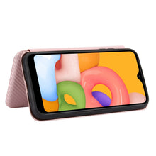 Load image into Gallery viewer, Carbon Fiber Texture Magnetic Horizontal Flip TPU + PC + PU Leather Case with Rope &amp; Card Slot, For Samsung Galaxy A01, For Samsung Galaxy A7(2018) / A750, For Samsung Galaxy A20s, For Samsung Galaxy A21(Eurasian Version), For Samsung Galaxy A31       ...