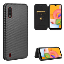 Load image into Gallery viewer, Carbon Fiber Texture Magnetic Horizontal Flip TPU + PC + PU Leather Case with Rope &amp; Card Slot, For Samsung Galaxy A01, For Samsung Galaxy A7(2018) / A750, For Samsung Galaxy A20s, For Samsung Galaxy A21(Eurasian Version), For Samsung Galaxy A31       ...