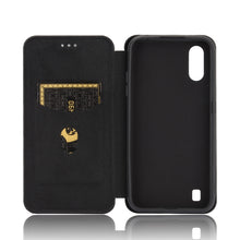 Load image into Gallery viewer, Carbon Fiber Texture Magnetic Horizontal Flip TPU + PC + PU Leather Case with Rope &amp; Card Slot, For Samsung Galaxy A01, For Samsung Galaxy A7(2018) / A750, For Samsung Galaxy A20s, For Samsung Galaxy A21(Eurasian Version), For Samsung Galaxy A31       ...
