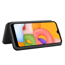 Load image into Gallery viewer, Carbon Fiber Texture Magnetic Horizontal Flip TPU + PC + PU Leather Case with Rope &amp; Card Slot, For Samsung Galaxy A01, For Samsung Galaxy A7(2018) / A750, For Samsung Galaxy A20s, For Samsung Galaxy A21(Eurasian Version), For Samsung Galaxy A31       ...