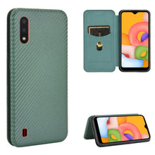 Load image into Gallery viewer, Carbon Fiber Texture Magnetic Horizontal Flip TPU + PC + PU Leather Case with Rope &amp; Card Slot, For Samsung Galaxy A01, For Samsung Galaxy A7(2018) / A750, For Samsung Galaxy A20s, For Samsung Galaxy A21(Eurasian Version), For Samsung Galaxy A31       ...